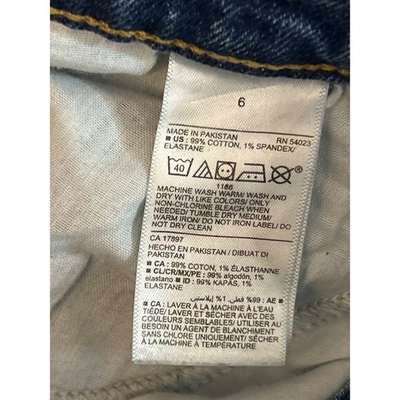 Old Navy Womens Super High Rise Distressed Straight Leg Jeans Size 6 Medium Wash - Picture 4 of 4